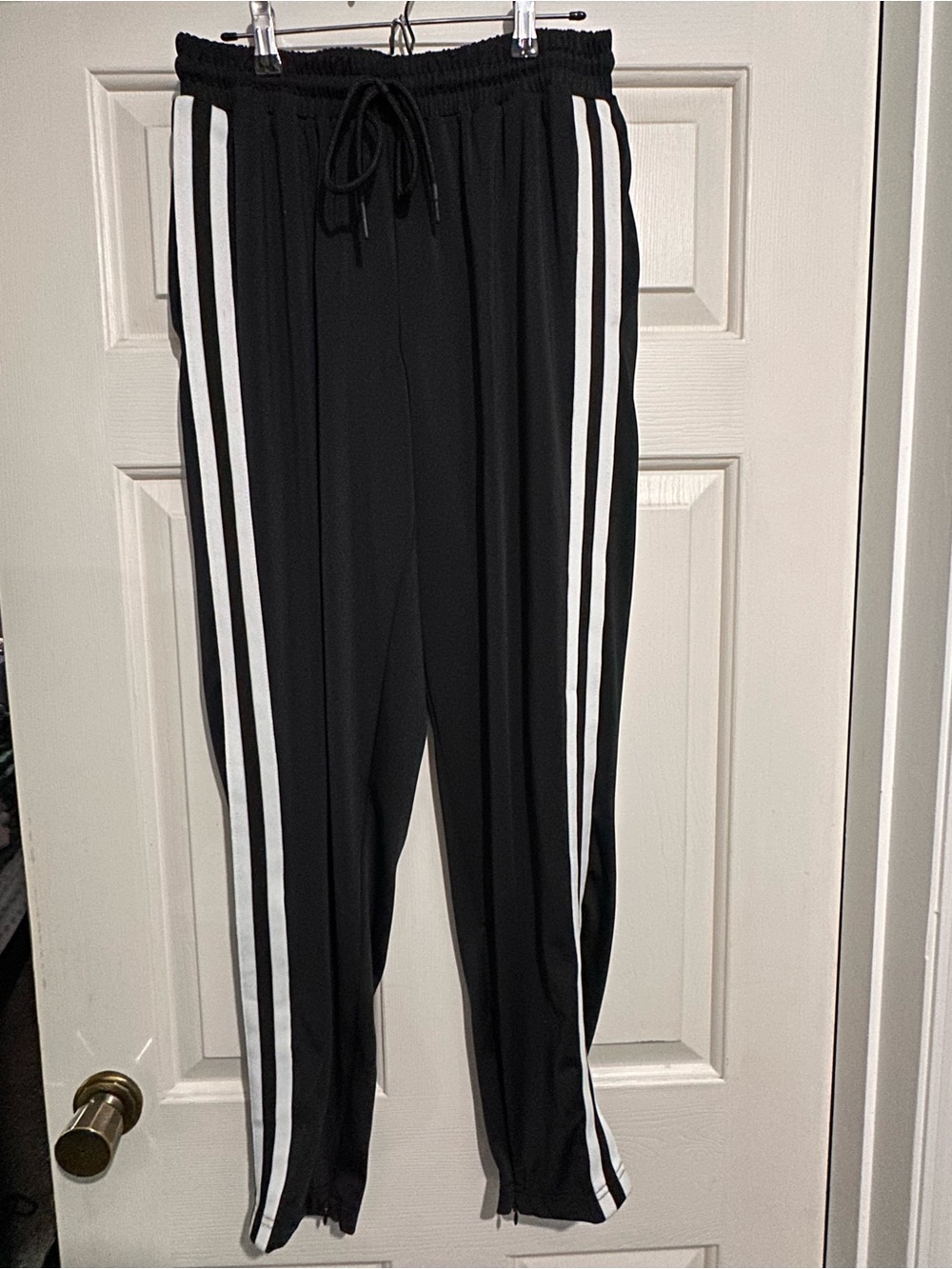 Daily Practice Black Track Joggers with White Side Stripes